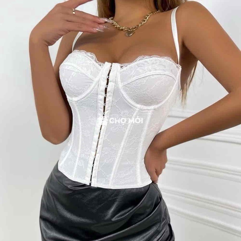 Áo Corset xương cá gợi cảm ren màu trơn