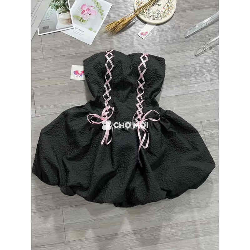 Đầm ống bí body 2 lớp váy cúp ngực có kiểu dây đan