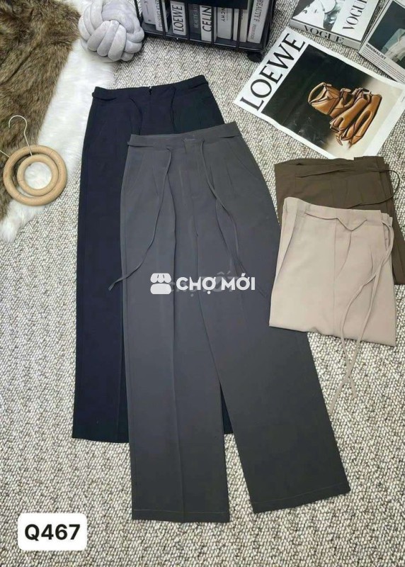 quần suông kèm dây chất chéo hàn ko nhăn