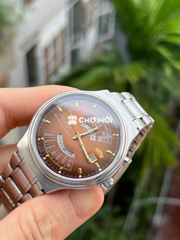 Đồng hồ Orient Automatic Nam, dây thép nâu
