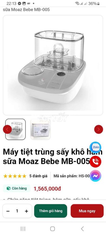 Máy tiệt trùng hâm sữa Moaz