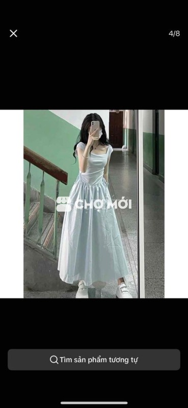 Đầm Dáng Dài Cổ Vuông Lưng Cao Size M 45 - 50kg