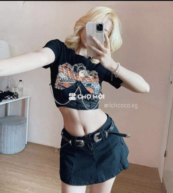 Croptop lưới dây xích freesize