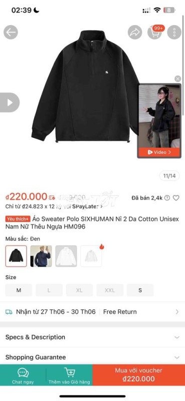 Áo Sweater Polo SIXHUMAN Nỉ 2 Da Cotton Unisex Nam