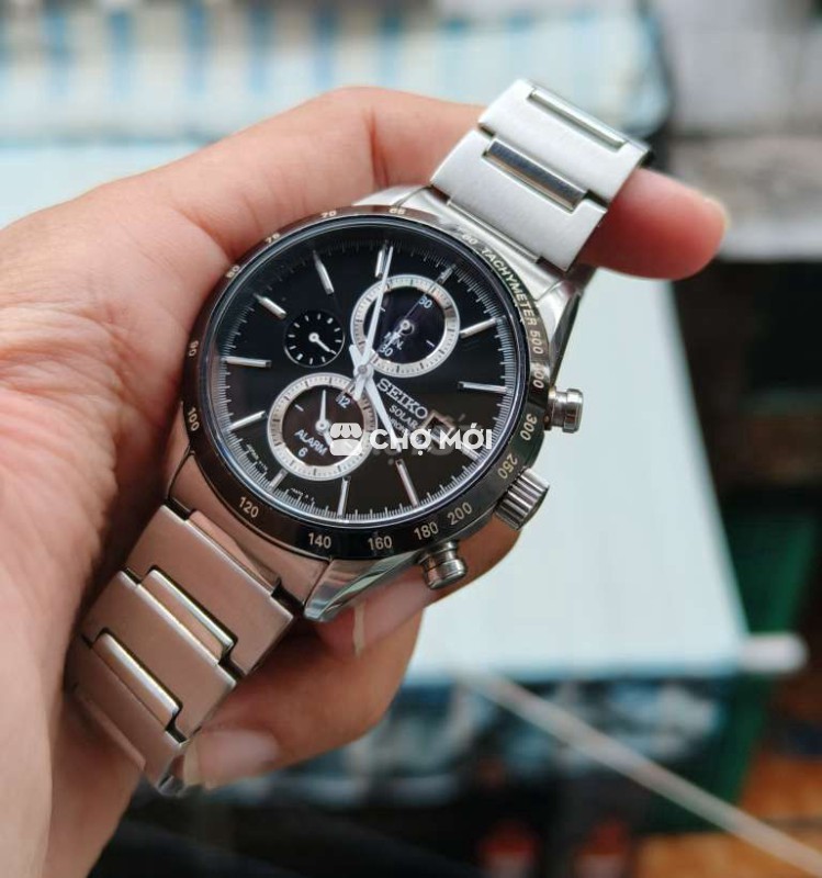 Seiko Solar 7kim kính saphia báo thức chính hãng