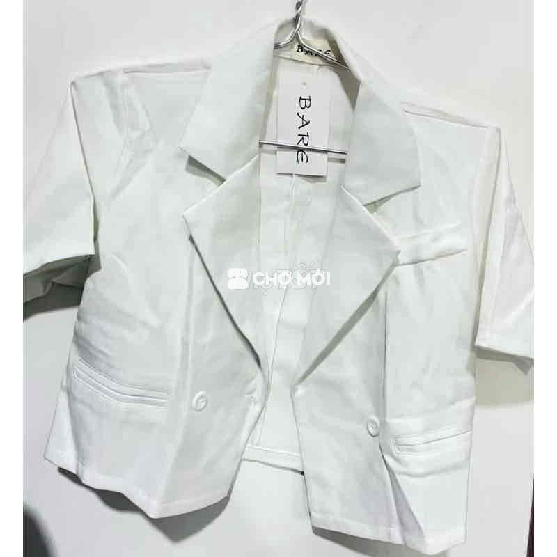 (New 100%) Áo blazer nữ màu trắng kem
