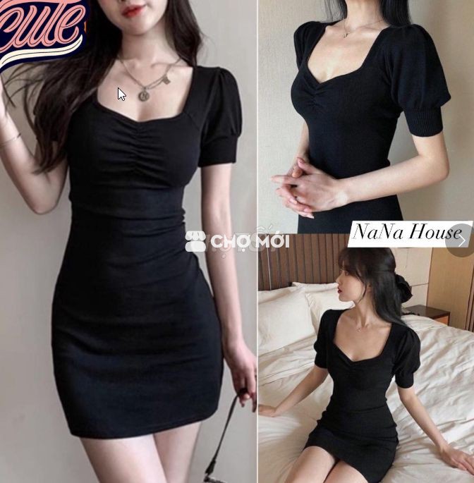 ĐẦM VÁY BODY TAY PHỒNG NHÚN NGỰC THUN BORIP UG55