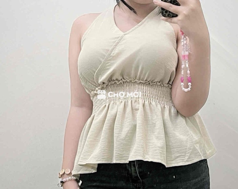 Lovito Áo Tank Top Plain Tie Front Basic Tank Top