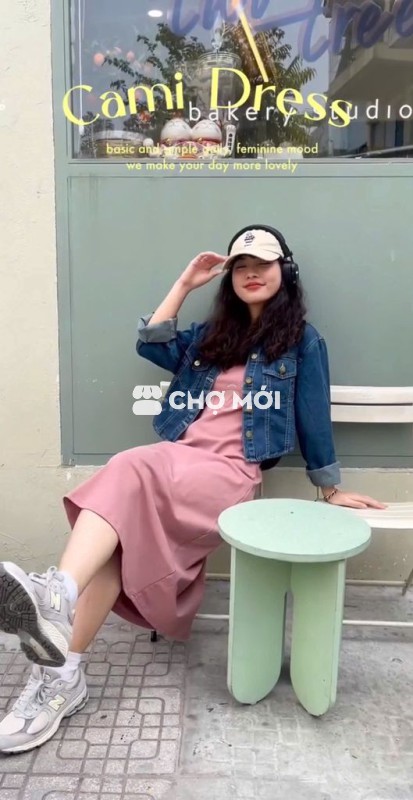 [BLEUBIRD] Set denim jacket cami dress