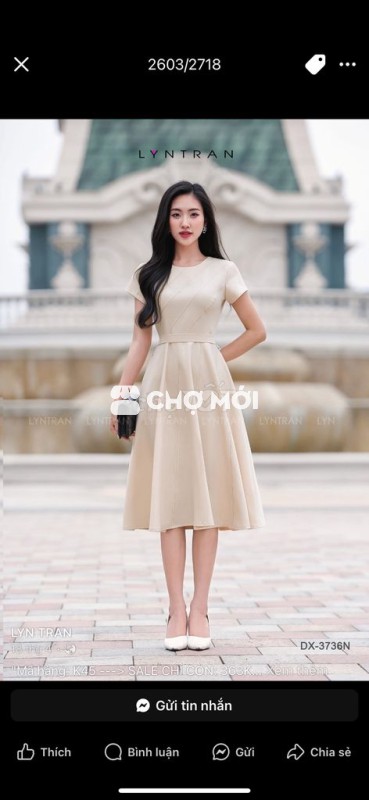 Pass lại đầm kem thương hiệu LYTRAN size XL
