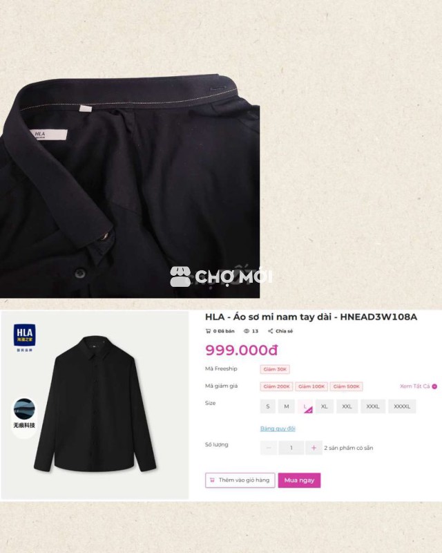 Áo sơ mi HLA size 39 (được tặng nhưng không vừa)