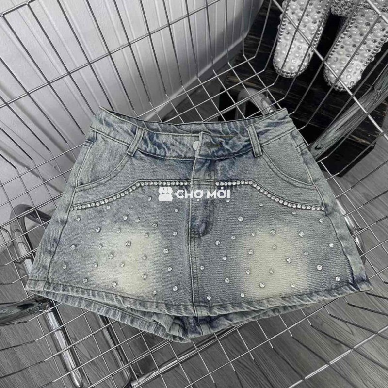 Quần giả váy jean đính đá size L