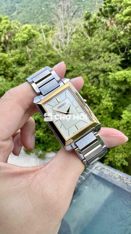 Đồng hồ tank Seiko niềng vàng máy Credor