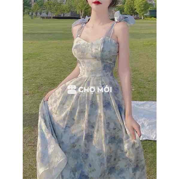 Váy maxi hoa nhí thiết kế size L <56 kg