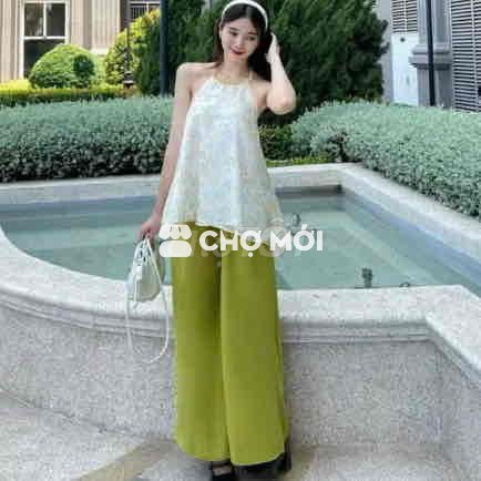 Set yếm hoa+ quần dài Free size < 56kg