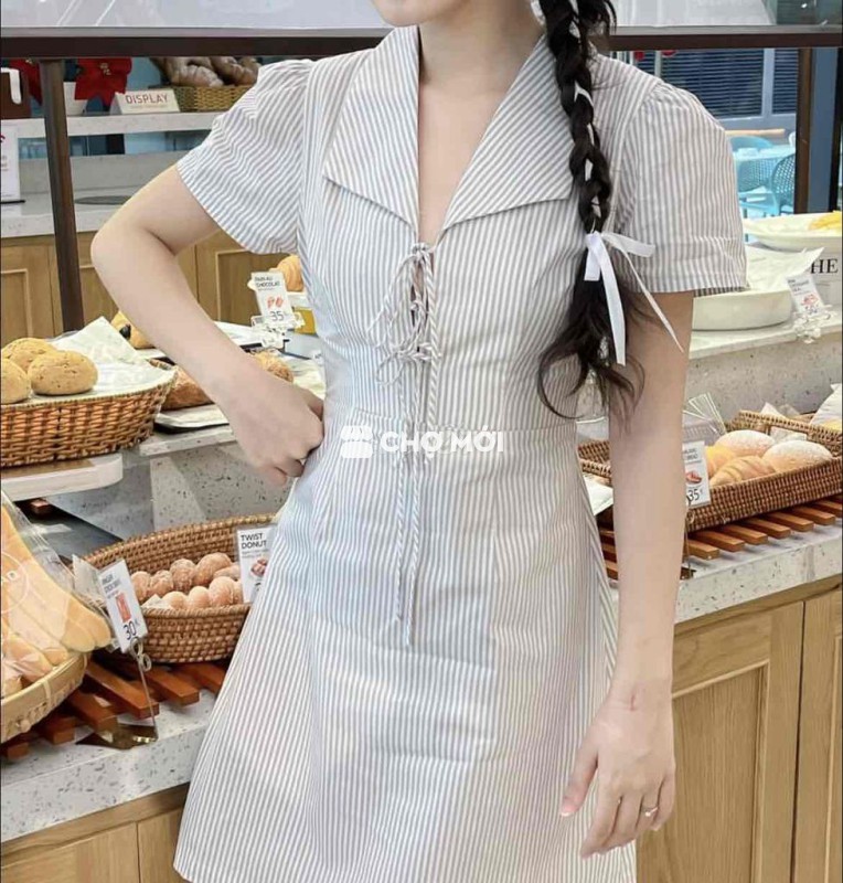 ĐẦM SƠ MI CỘT NƠ, TAY BỒNG NHẸ