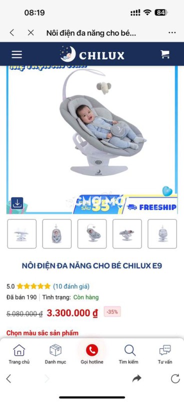 Nôi điện đa năng cho bé CHILUX E9 Mới 99%