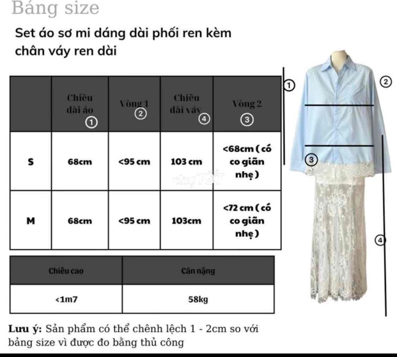 pass set sơ mi + cv ren đuôi cá 2 lớp