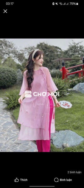 Áo dài cách tân hoa trắng size m