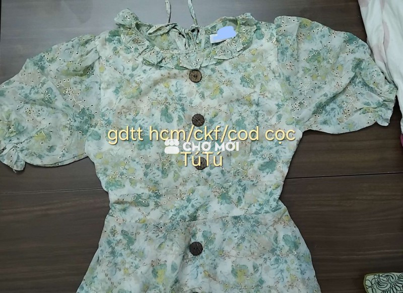 Đầm nữ hoa nhí màu xanh