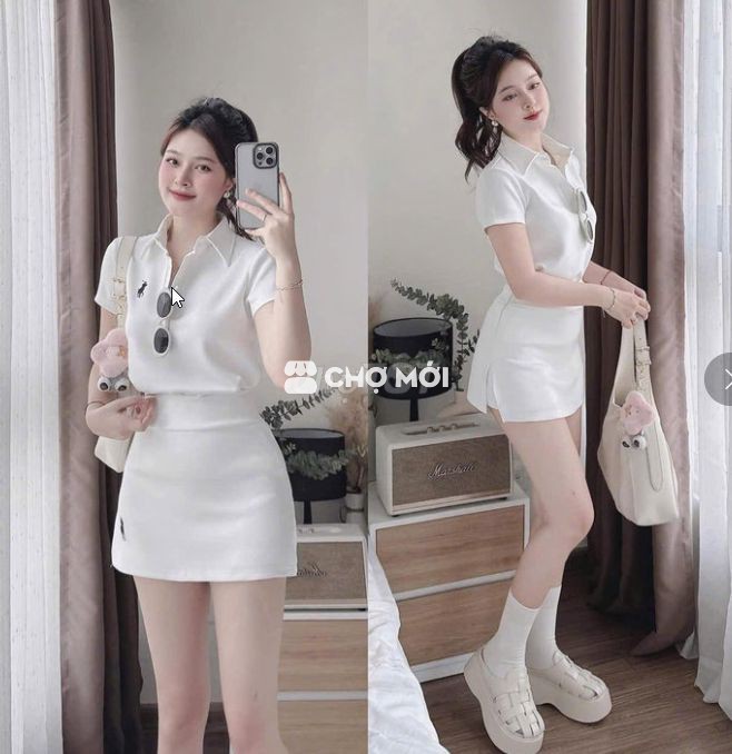 SET VÁY BORIP XẺ TÀ QUẦN CỔ TRỤ THÊU LOGO BT98PO