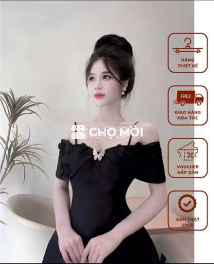 Pass đầm dự tiệc thời trang nữ Size XL màu đen