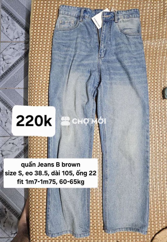 Áo sơ mi quần jeans B brown quần vải Giản SG sz M