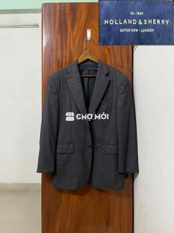 Vest xám ghi vải HOLLAND & SHERRY (ANH)