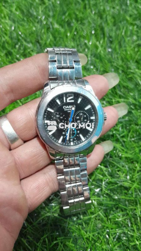 Đồng hồ Casio nhật 6 kim toàn thân inox sài PIN ib