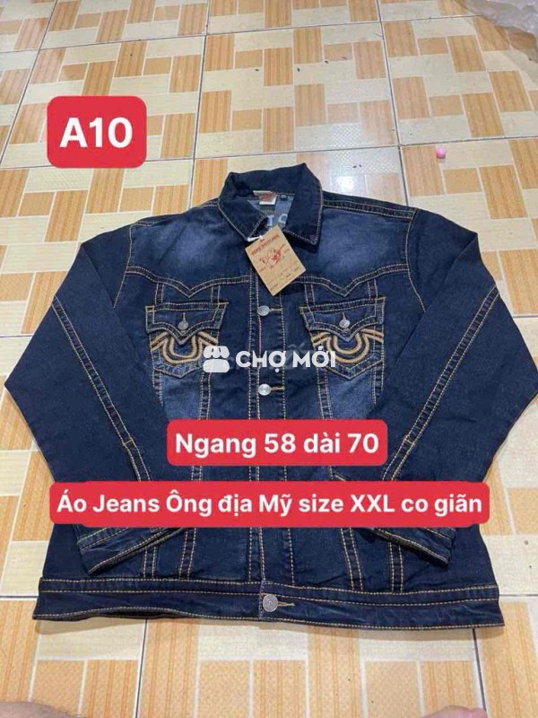 Áo Jeans Ông địa xách tay size XXL