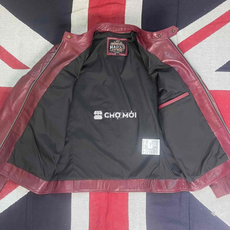Áo khoác da đỏ rượu nam