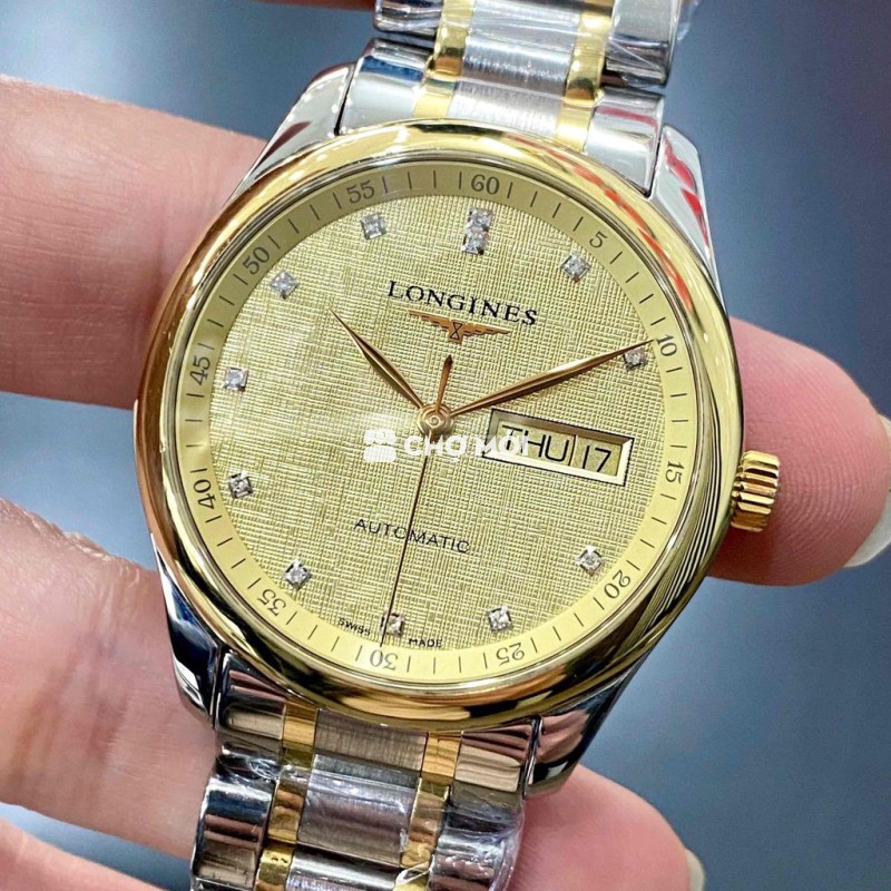 LONGINES MẶT 2 LỊCH NIỀNG VÀNG 18K - 12 VIÊN KC