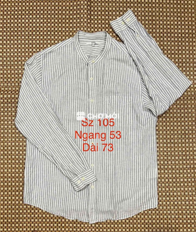 Áo sơmi cổ trụ linen TOPTEN sz 105