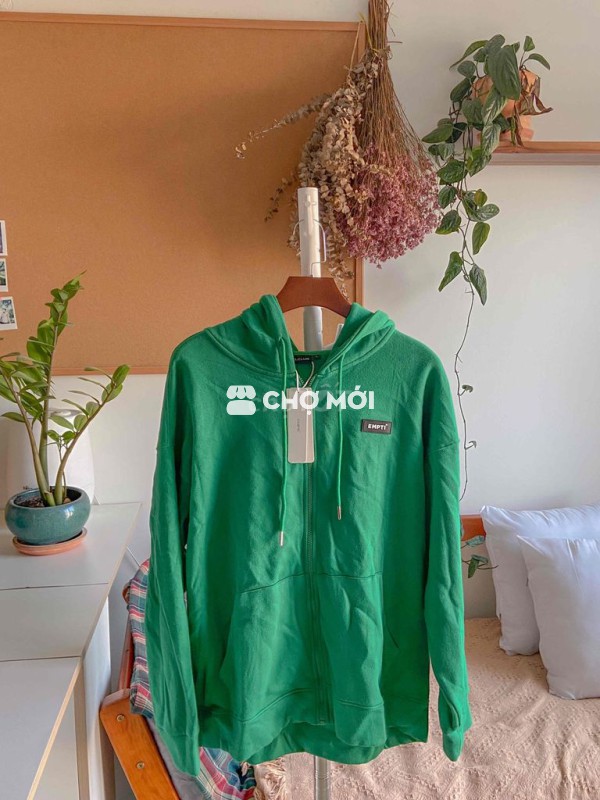 Áo hoodie nỉ xanh lá nam
