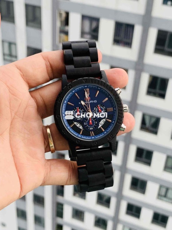 đồng hồ Kunhuang chronograph gỗ tự nhiên chạy full