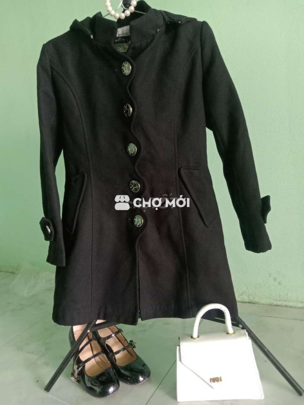 Áo khoác dạ đen