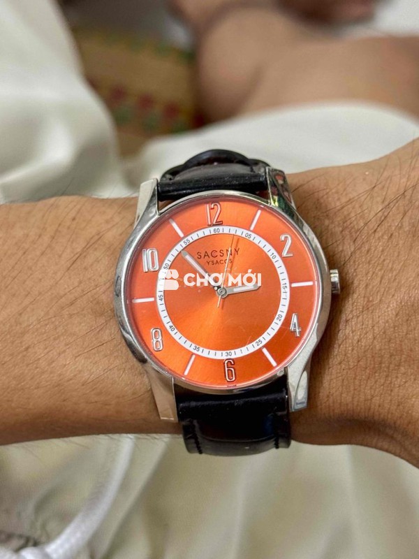 ĐỒNG HỒ PIN NAM FULL THÉP - mặt cam đẹp - 39mm