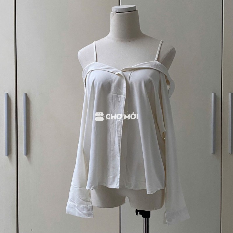 Áo sơ mi trễ vai cánh dơi - ngực <124cm
