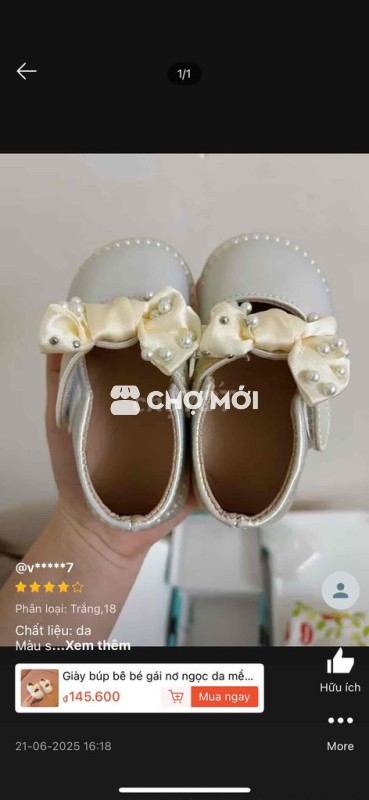Giày tiệc, giày thôi nôi xinh cho bé gái size 18