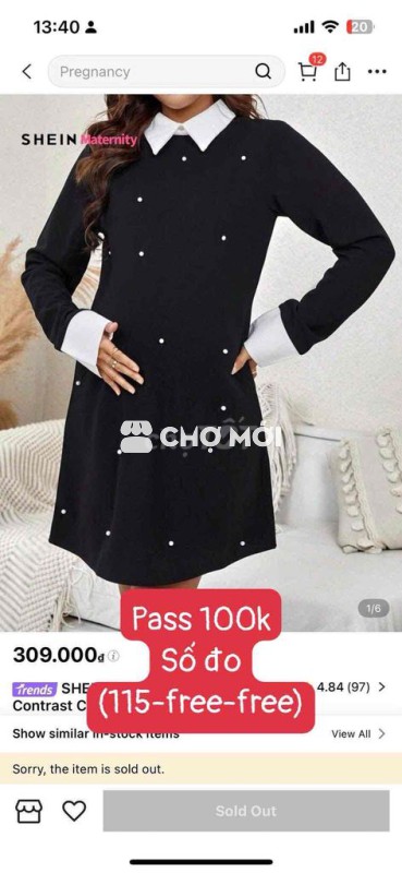 Đầm bầu bigsize XXL <80kg màu đen