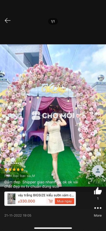 váy trắng BIGSIZE kiểu sườn xám cách tân MÀU KEM