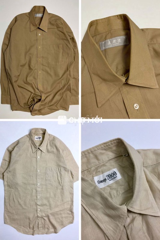 (2hand)Sơ mi trơn be và be nâu size M (55-65kg)