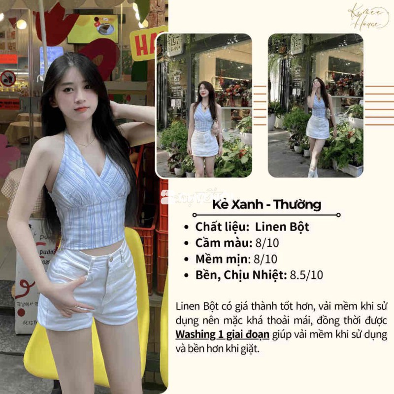 ÁO CROPTOP LINEN CỔ YẾM CỘT DÂY
