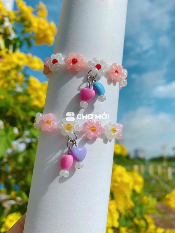 Lắc/vòng tay trẻ em handmade hình hoa, khoá titan