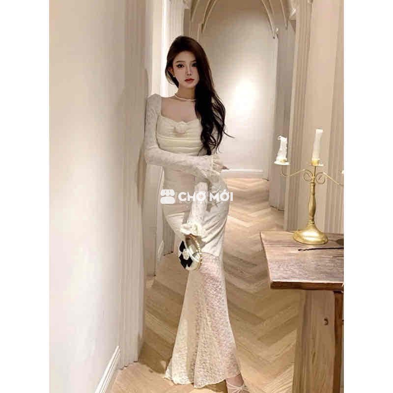 Đầm ren bigsize dáng dài co giãn