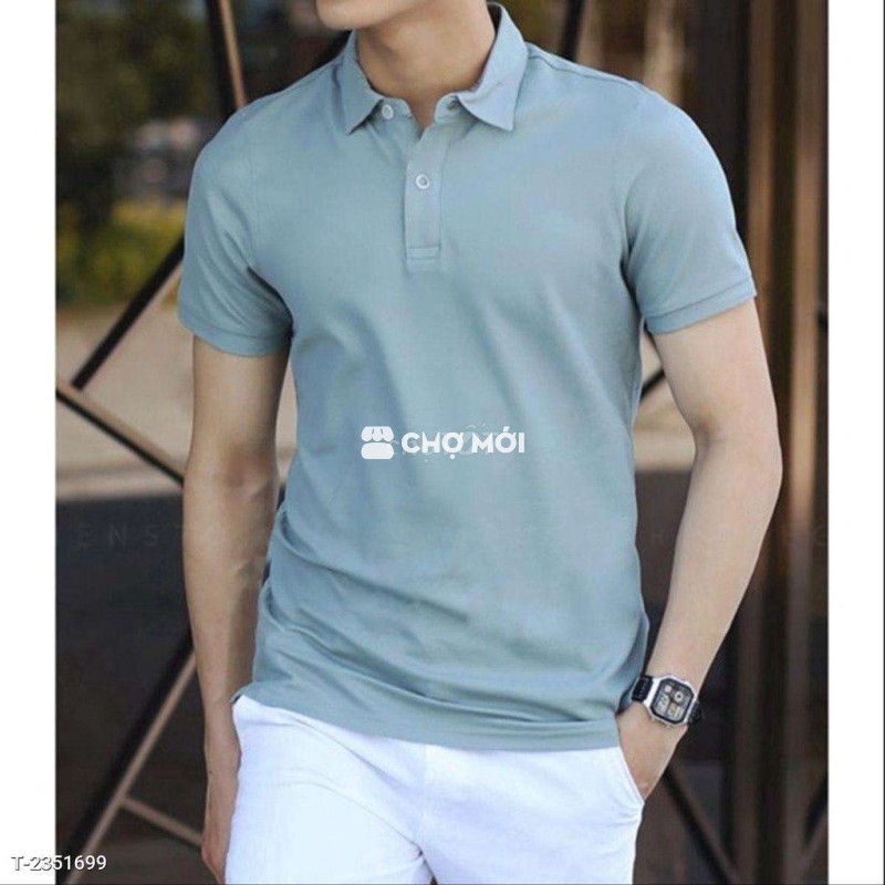Áo Polo Cotton Xanh Nhạt Nam