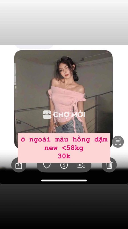 áo kiểu trễ vai màu hồng