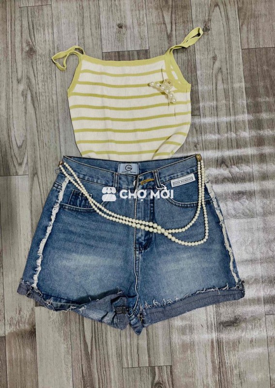 Set áo dây quần short jean