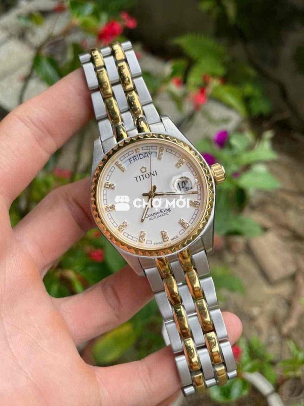 Đồng hồ Titoni Automatic Nam, thép vàng trắng