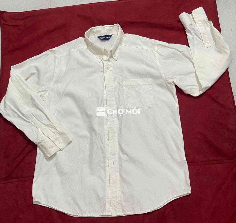 Áo sơ mi màu trắng kem bé hiệu Classmate size150